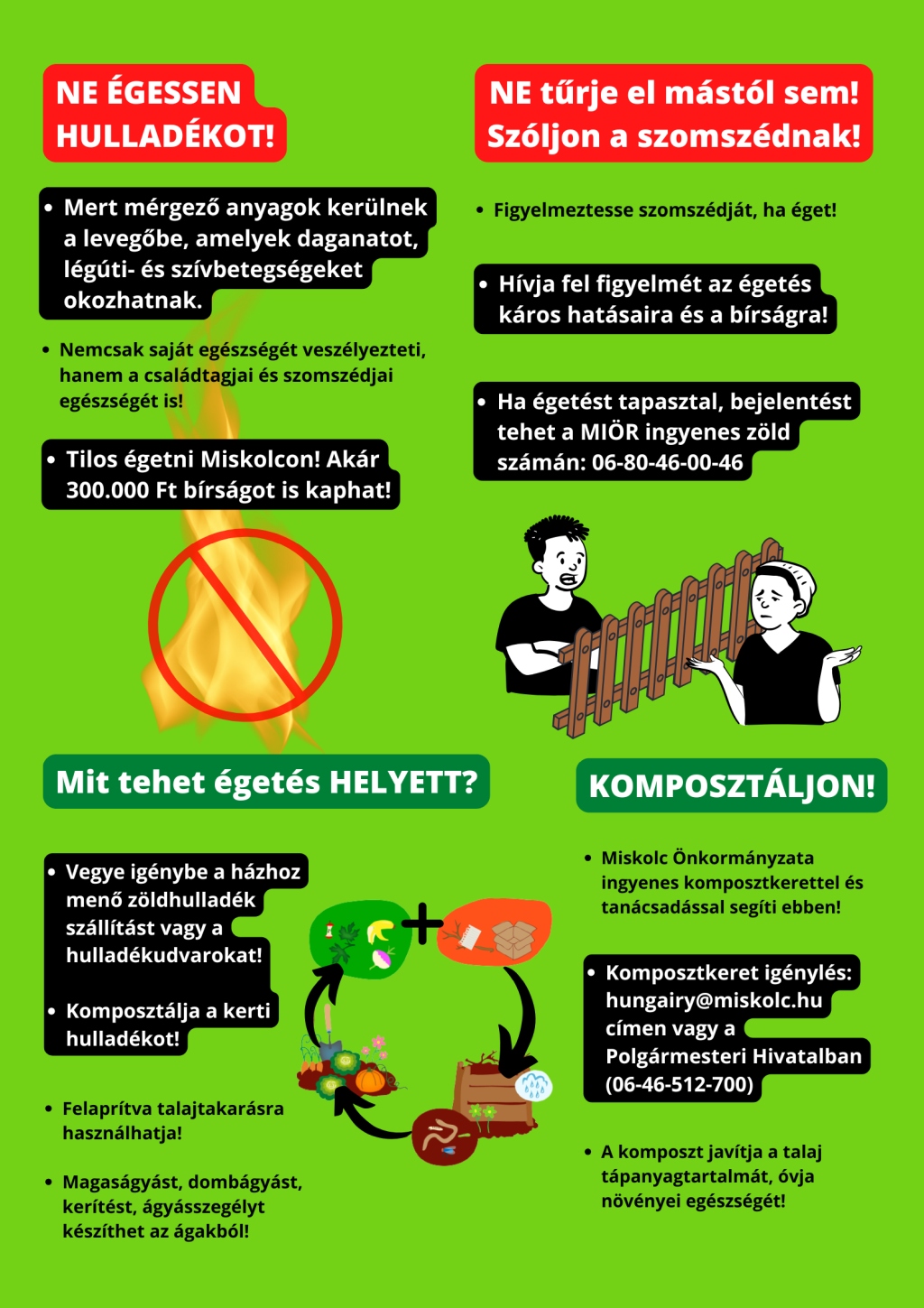 A kerti hulladékok égetése tilos szórólap 2. oldal